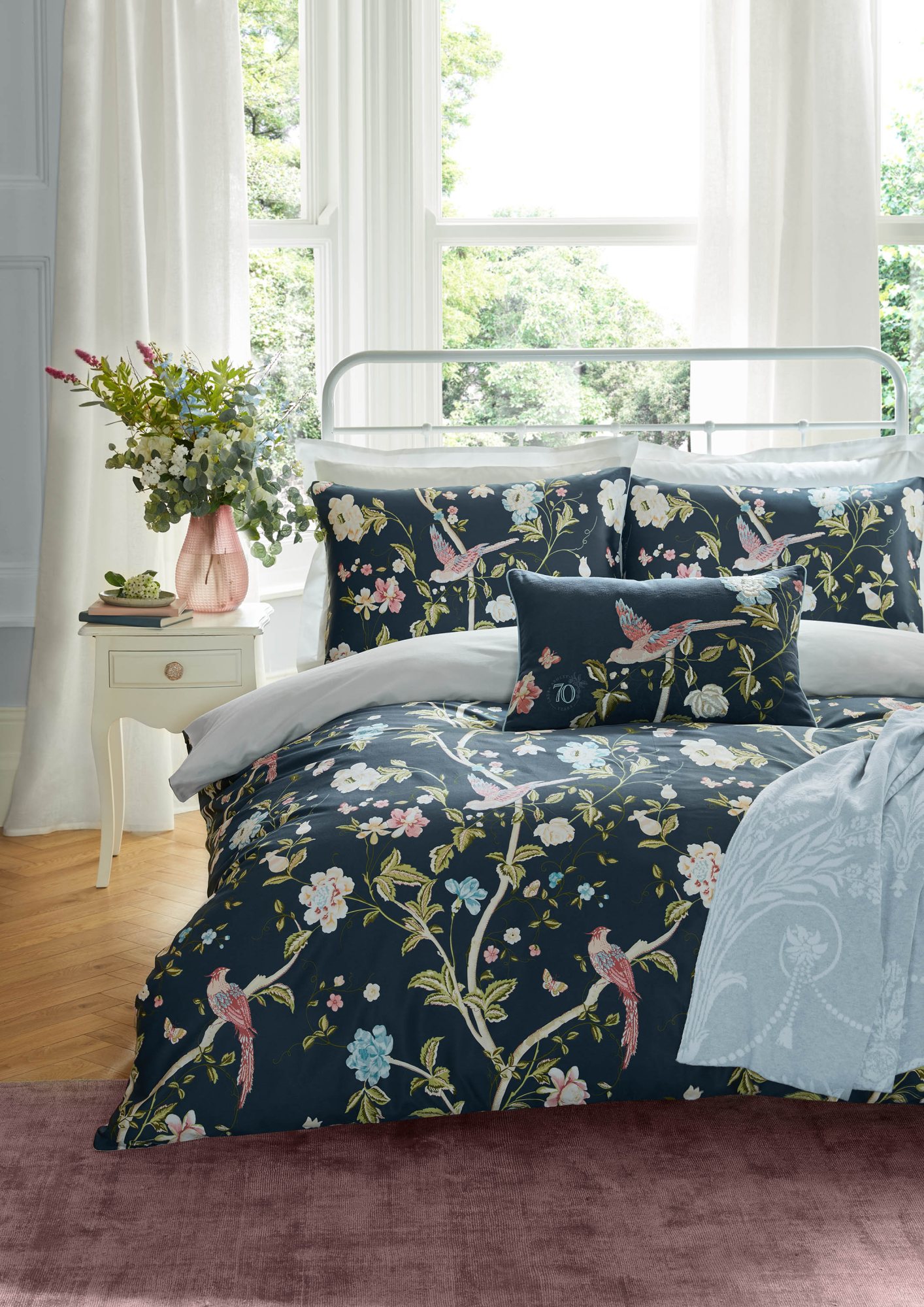 Laura Ashley Summer Palace Midnight Duvet Cover Set Aldiss
