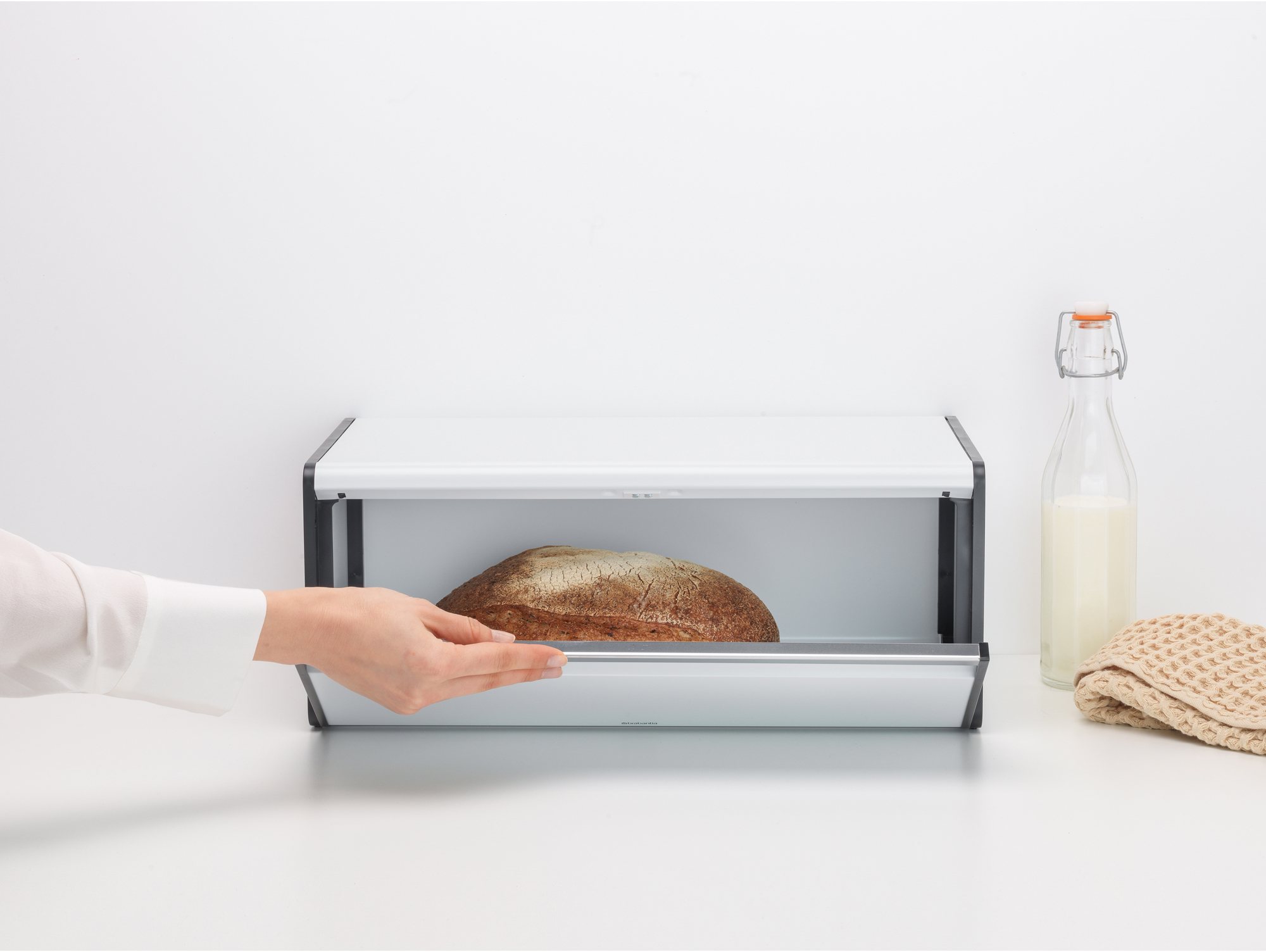 Brabantia White Fall Front Bread Bin Aldiss of Norfolk