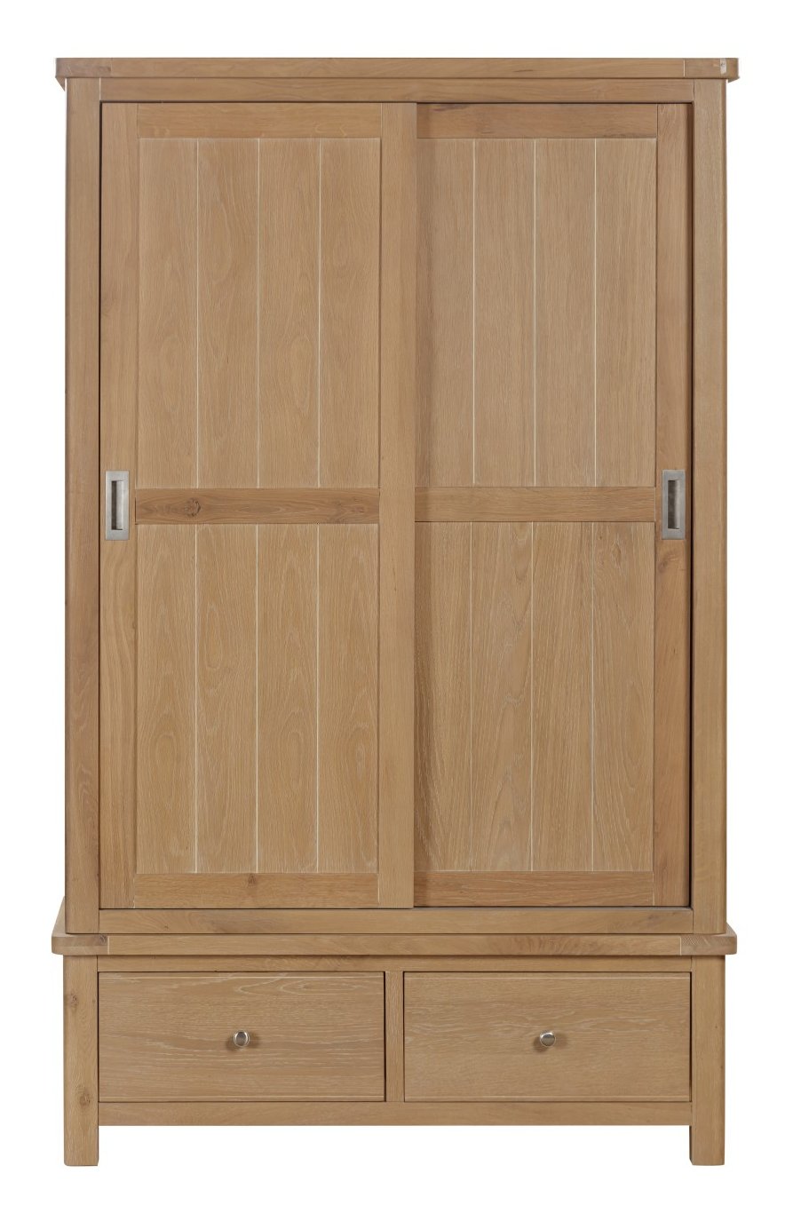 Silverdale Oak Double Robe 2 Sliding Door Wardrobe | Aldiss