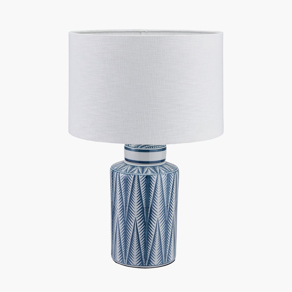 Samara Blue and White Ceramic Table Lamp with Shade | Aldiss