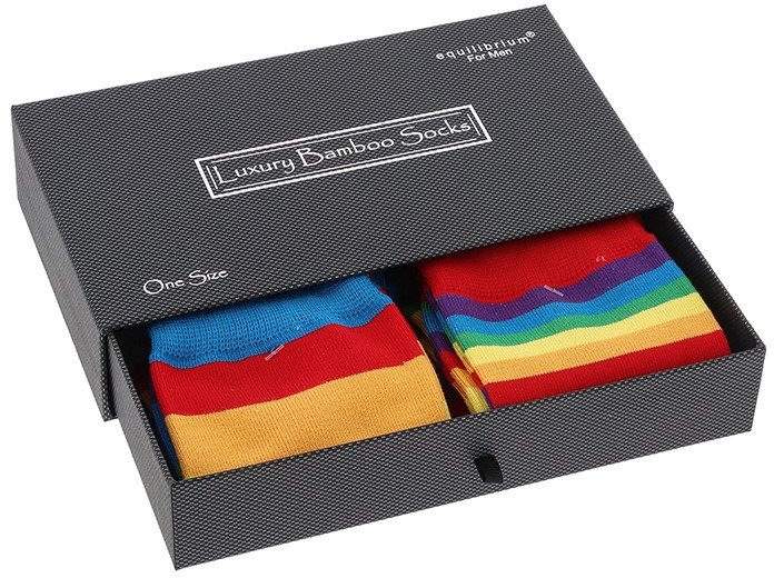 Rainbow Men's Bamboo Socks Gift Box Aldiss of Norfolk