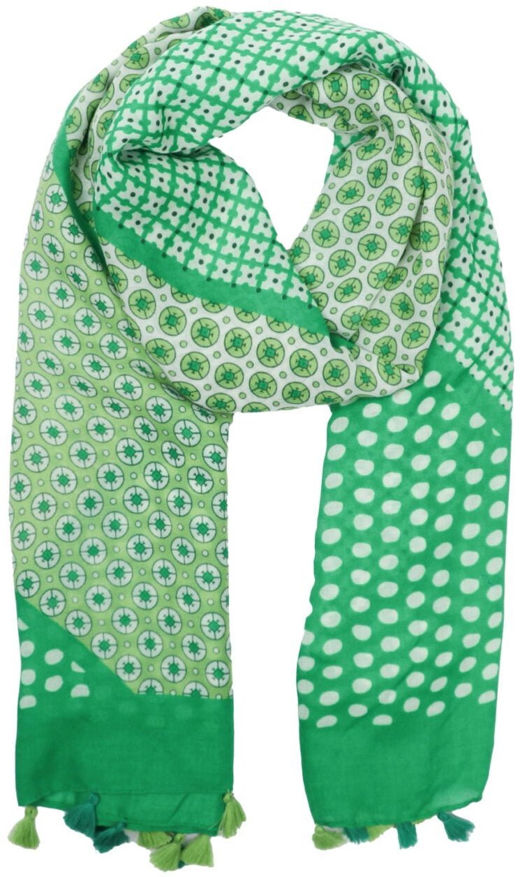 Zelly | Green Multi Pattern Scarf | Aldiss of Norfolk