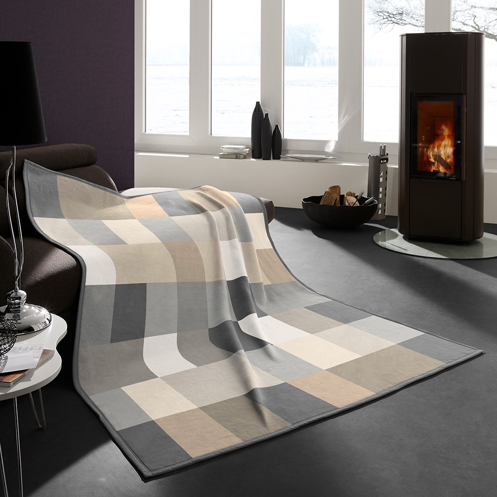 Biederlack Throw Boxes grey | Aldiss of Norfolk