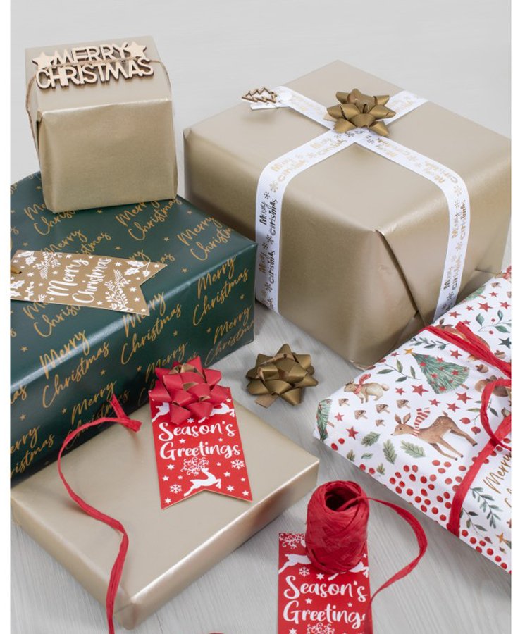 Pack of Gold Deer Gift Wrap Aldiss of Norfolk