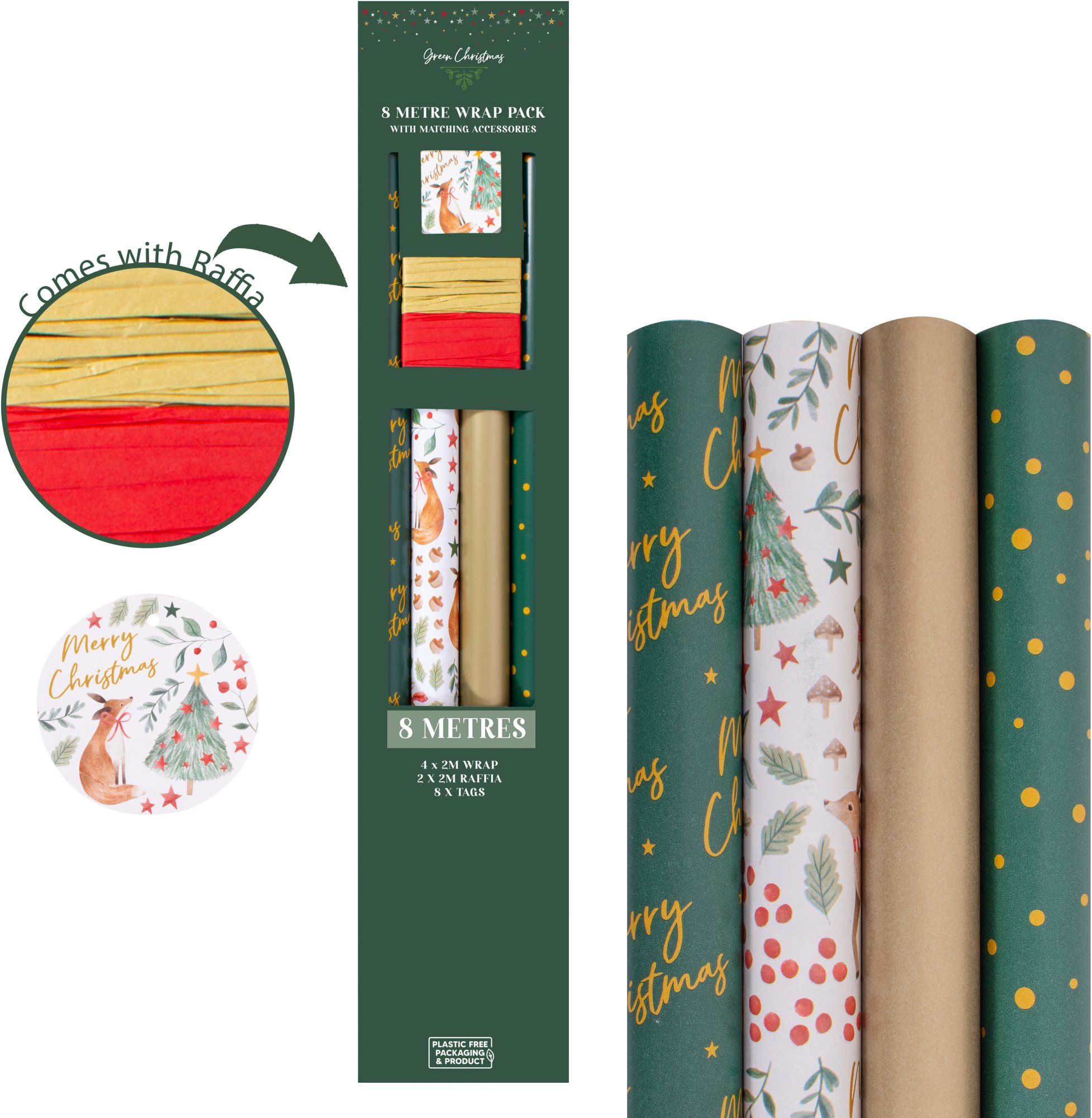 Pack of Gold Deer Gift Wrap Aldiss of Norfolk