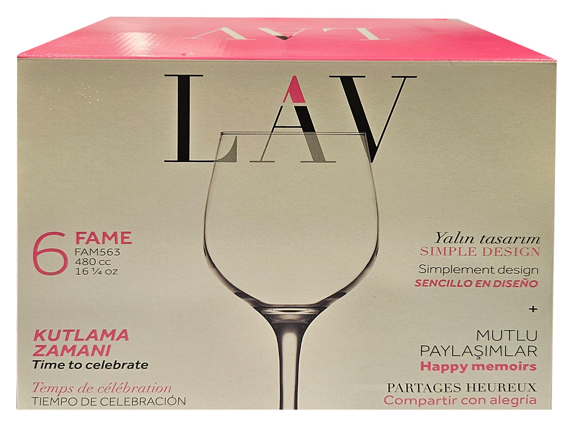 LAV Fame 480cc Set of 6 Wine Glasses Aldiss of Norfolk