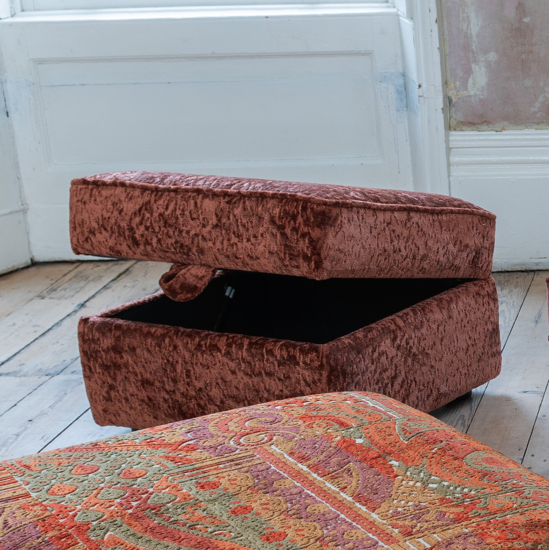 Storage Footstool Patterned FitzRoy Storage Footstool | Aldiss of Norfolk