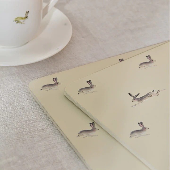 Sophie Allport Set of 4 Hare Placemats Aldiss of Norfolk