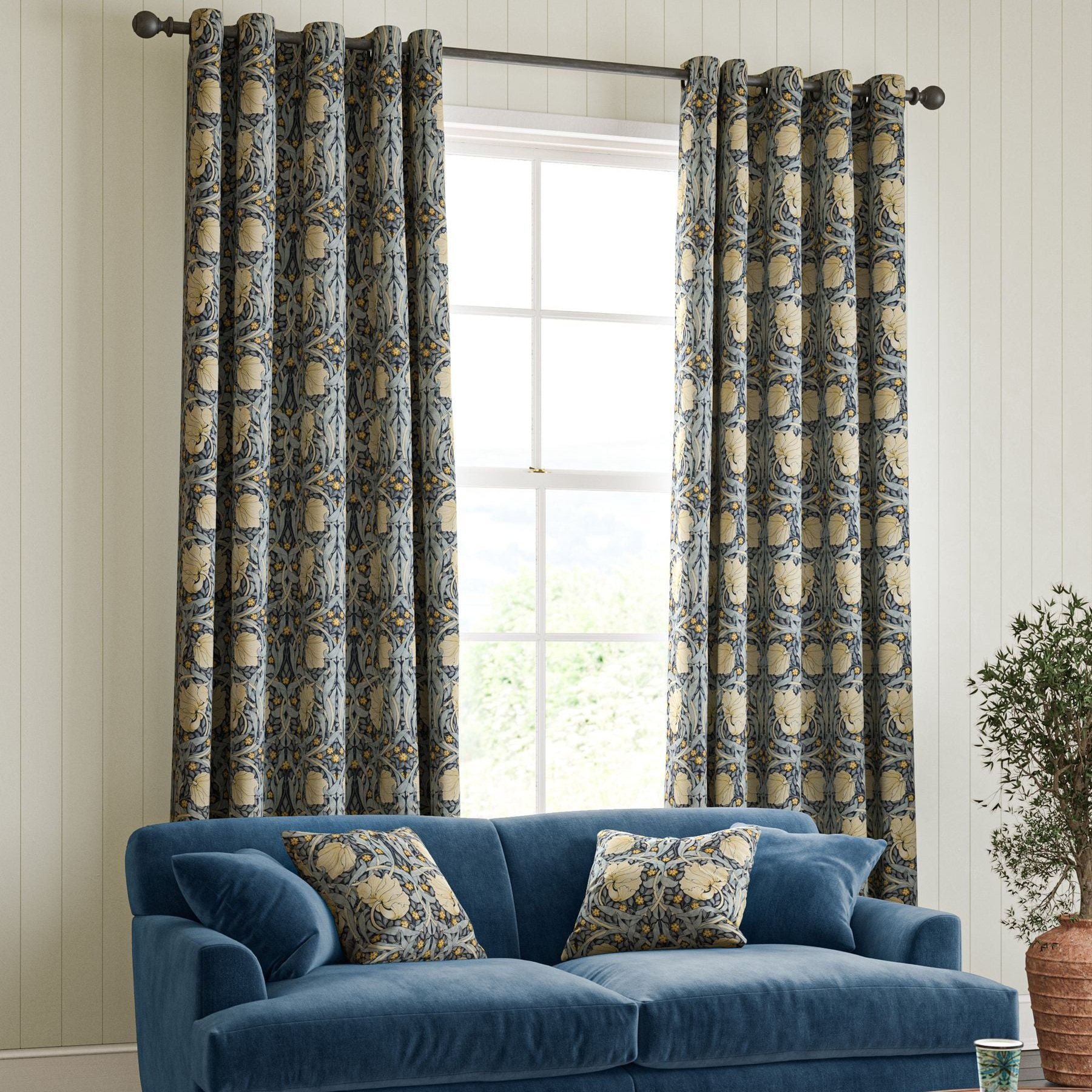 Morris at Home Pimpernel Indigo Curtains | Aldiss of Norfolk