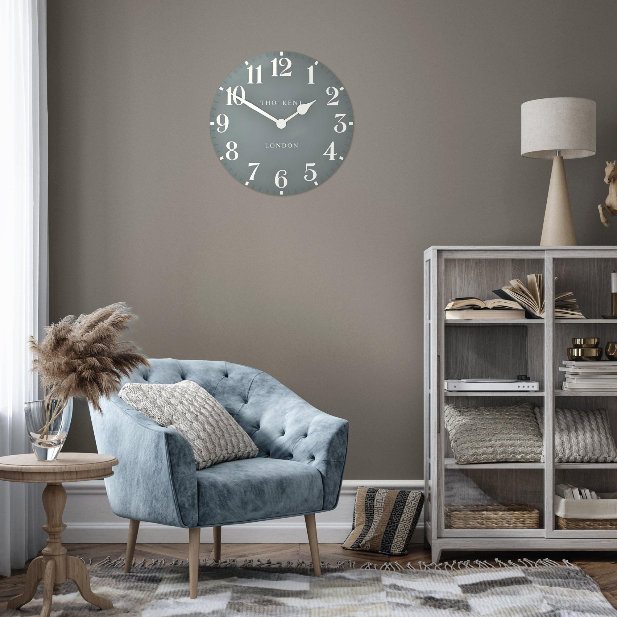 Thomas Kent 20" Arabic Flax Blue Wall Clock | Aldiss