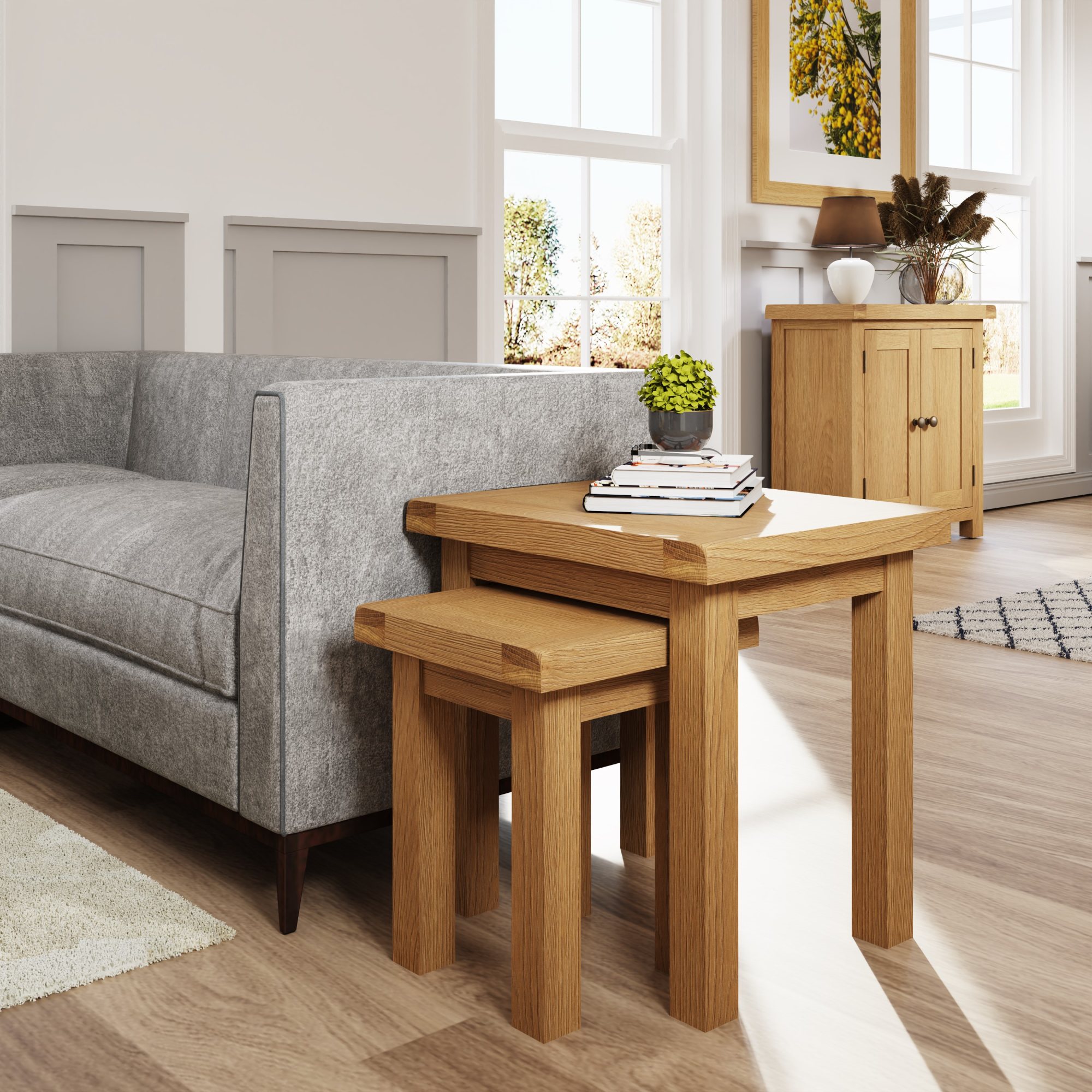 Norfolk Oak Nest of 2 Tables | Aldiss Oak Furniture