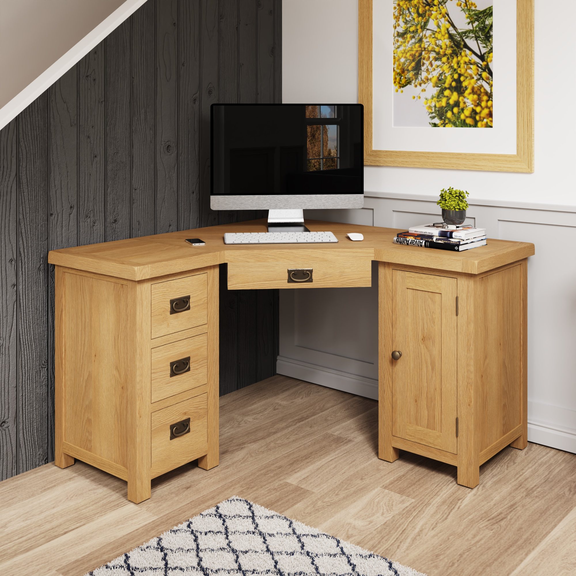 Large oak computer shop desk