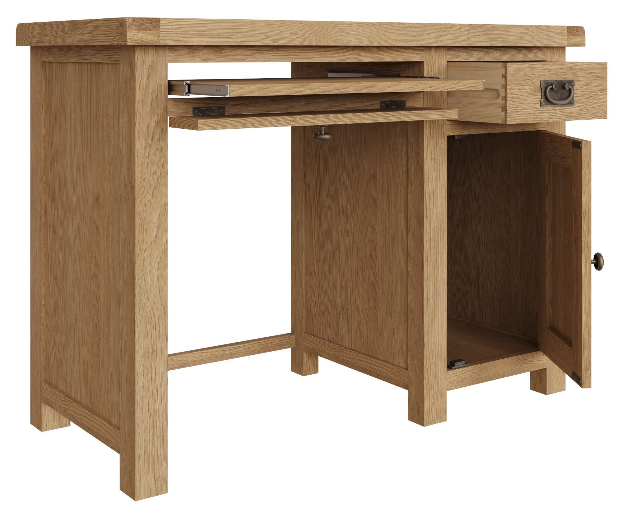 Norfolk Oak Single Computer Desk Aldiss Oak Furniture