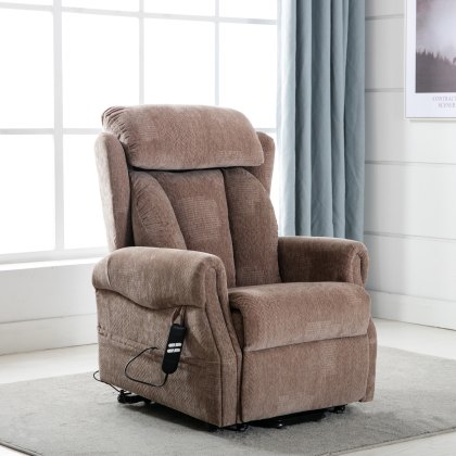 Georgia Dual Motor Lift & Rise Recliner Chair in Fawn Fabric