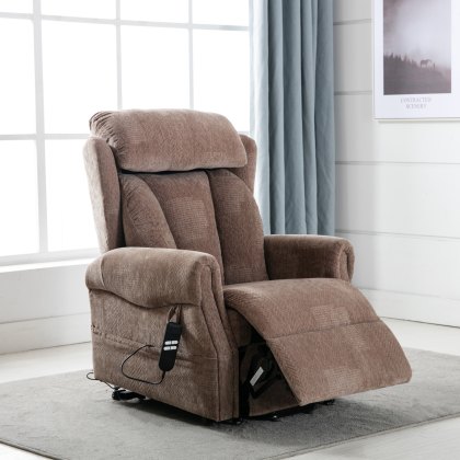 Georgia Dual Motor Lift & Rise Recliner Chair in Fawn Fabric