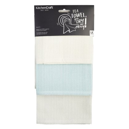 KitchenCraft Waffle Weave Neutral Tea Towels Pack of 3