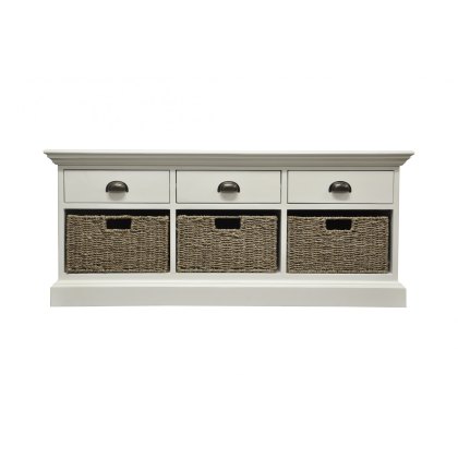 Farmhouse Collection 3 Drawer 3 Basket Bench