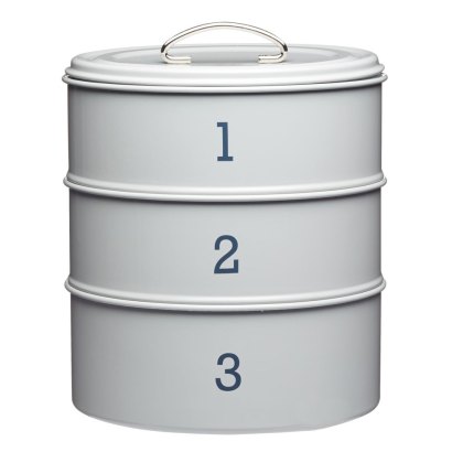 Living Nostalgia Grey 3 Tier Steel Cake Tin Living Nostalgia Grey 3 Tier Steel Cake Tin