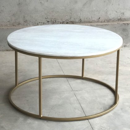 Cosmos Round Marble and Brass Coffee table