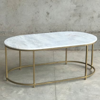 Cosmos Oval Marble and Brass Coffee Table