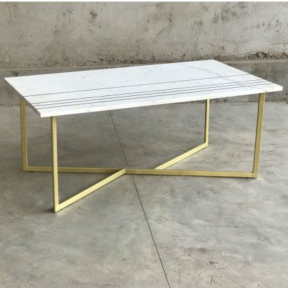 Lucien Rectangular Marble & Brass Coffee Table