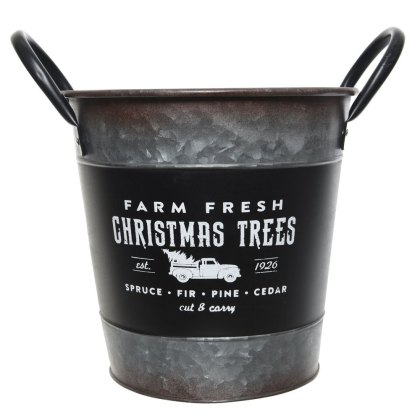 Iron Bucket with Christmas Text