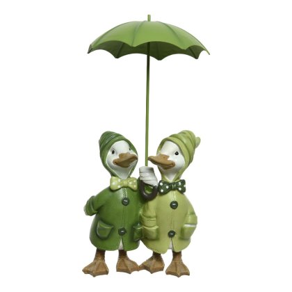 Pair of Ducks with Umbrella