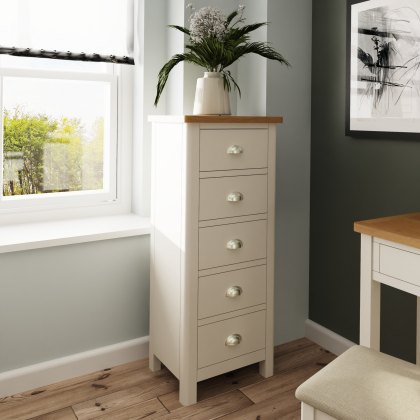 Hastings 5 Drawer Narrow Chest in Stone