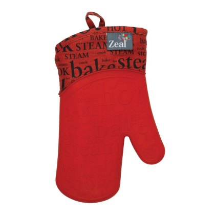 Zeal Silicone Single Oven Glove Hot Print Red