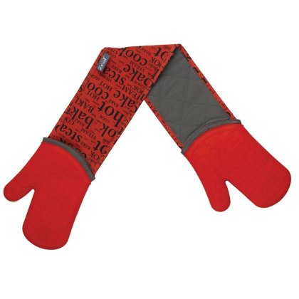 Zeal Silicone Double Oven Glove Hot Print Red