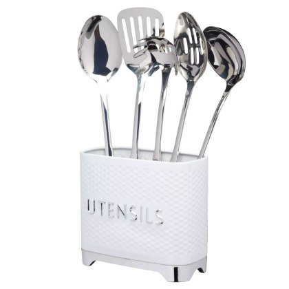 Lovello Textured White Utensil Holder