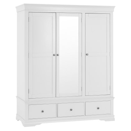 Sorrento White 3 Door 3 Drawer Wardrobe