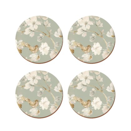 Creative Tops Duck Egg Floral Pack of 4 Round Premium Coasters