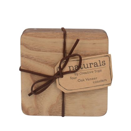 Creative Tops Oak Veneer Coasters Pack of 4