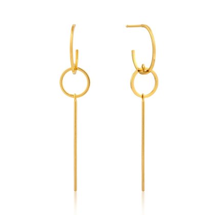 Modern Solid Drop Gold Earrings