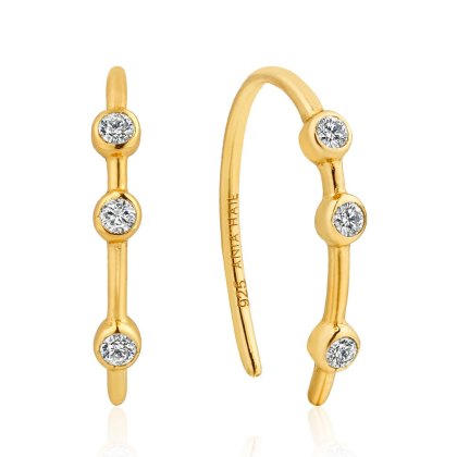 Shimmer Stud Hook Gold Earrings