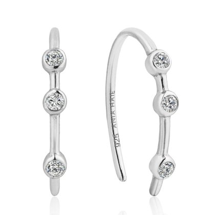 Shimmer Stud Hook Silver Earrings