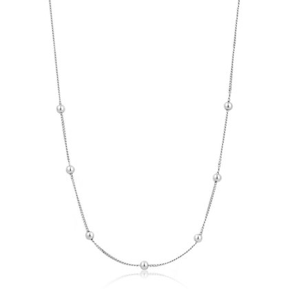 Modern Beaded Silver Necklace