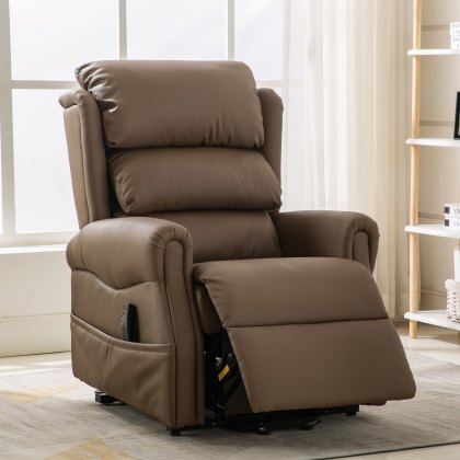 Agatha Dual Motor Lift & Rise Chair in Faux Truffle Leather