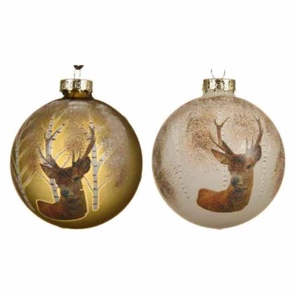 Glass Bauble with Deer & Dots