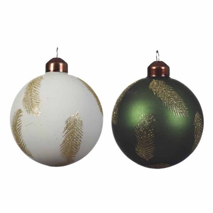Glass Bauble with Feather Decoration Assorted