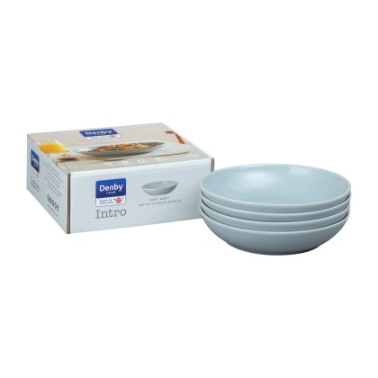 Denby Intro Soft Grey Pasta Bowl Set 4