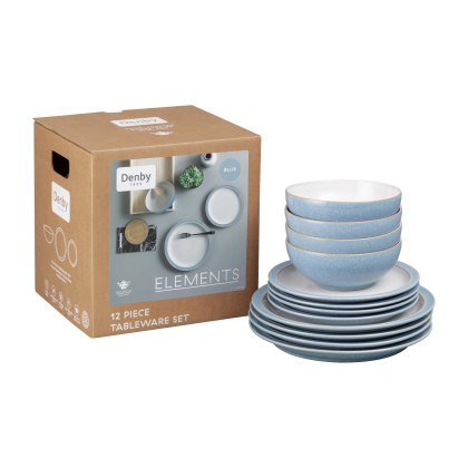 Denby Elements 12 Piece Dinner Set in Blue