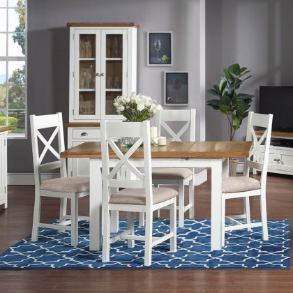 Salcombe 1.25m Extending Dining Table & 4 Cross Back Dining Chairs