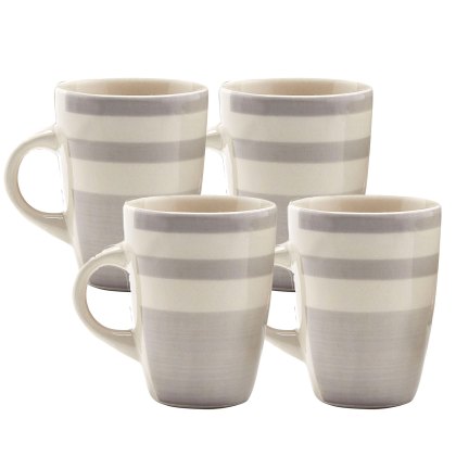 Simply Home Grey Stripe Set of 4 mugs