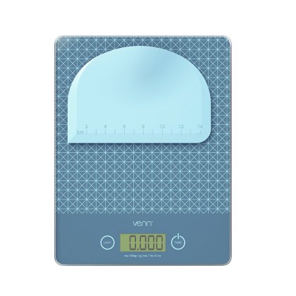 Venn Blue Kitchen Scales with Integrated Bowl Scraper