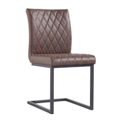 Diamond Stitch Armless Dining Chair in Brown
