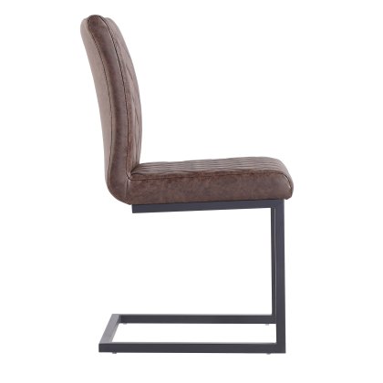 Diamond Stitch Armless Dining Chair in Brown