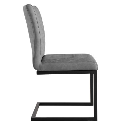Diamond Stitch Armless Dining Chair in Grey