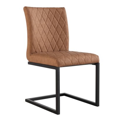 Diamond Stitch Armless Dining Chair in Tan